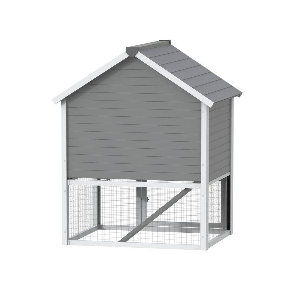 Angle. New Age Pet - ECOFLEX Huntington Outdoor Two-Level Rabbit Hutch - Grey.