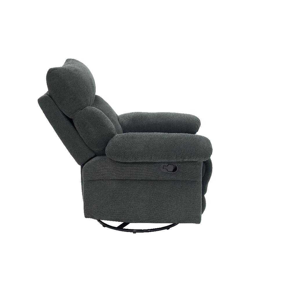 Alt View 9. Ropilly - Ropilly Dark Gray Swivel Rocker Recliner, Manual Overstuffed Glider Armchair for Living Room - Dark Gray.