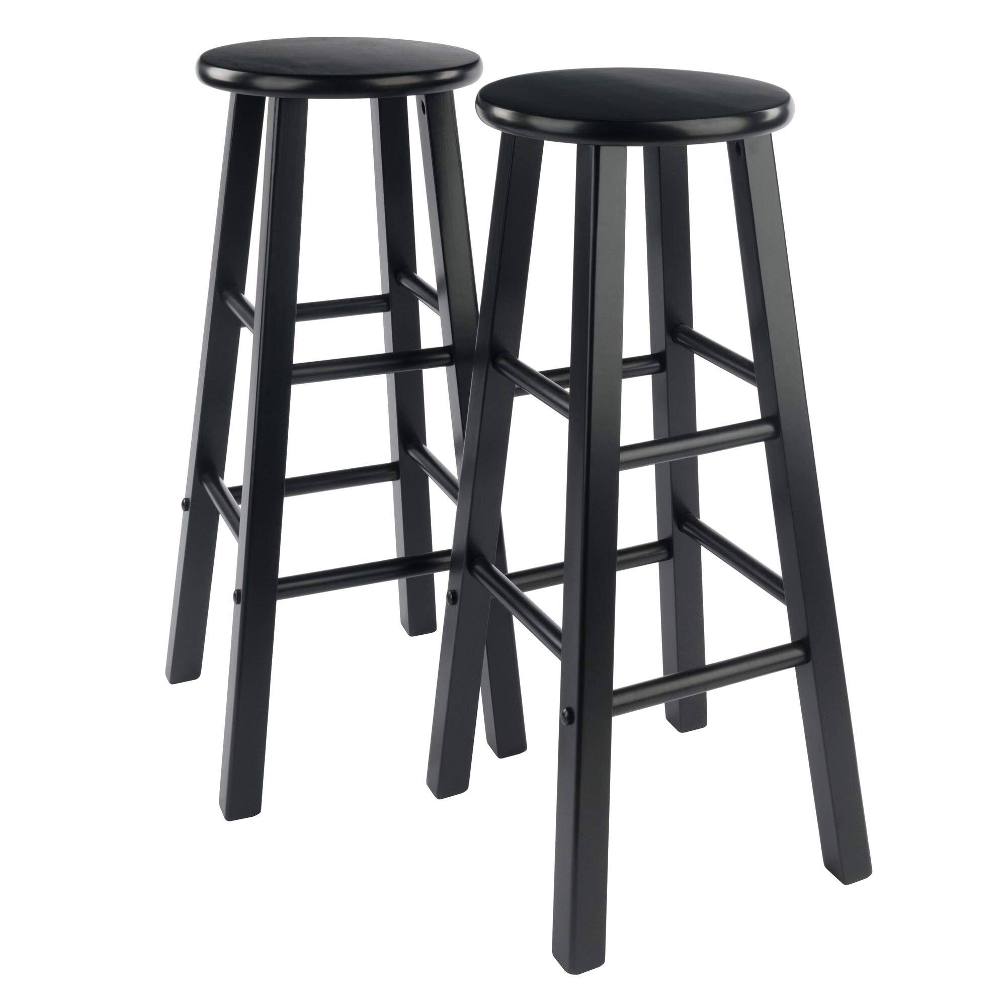 Front. JETRANSPORT - Element Counter Stools & White 24" 2 Piece Set Stylish Design: Each stool features a contemporary finish - Black 29 In.