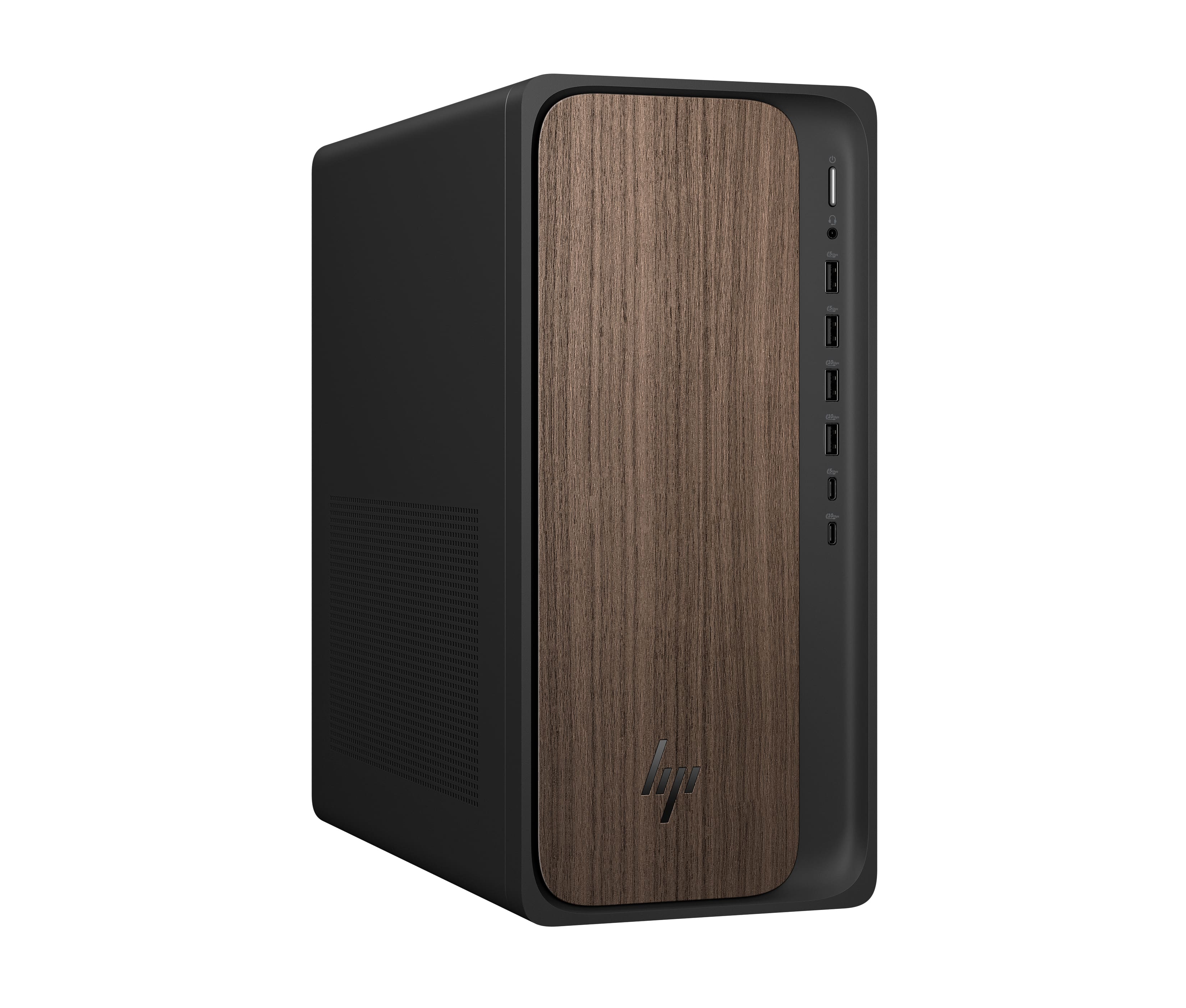 Front. HP - HP OmniDesk Desktop AI PC M03-0060 Intel Core Ultra 7 265 32GB RAM 2TB SSD Win 11 Home Dark Wood - Dark Wood.