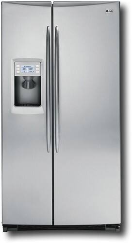 Front Standard. GE - Profile 25.5 Cu. Ft. Side-by-Side Refrigerator with Thru-the-Door Ice and Water - Stainless-Steel.
