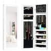 Front. Costway - Door Mounted Mirrored Jewelry Cabinet Storage Organizer - White.