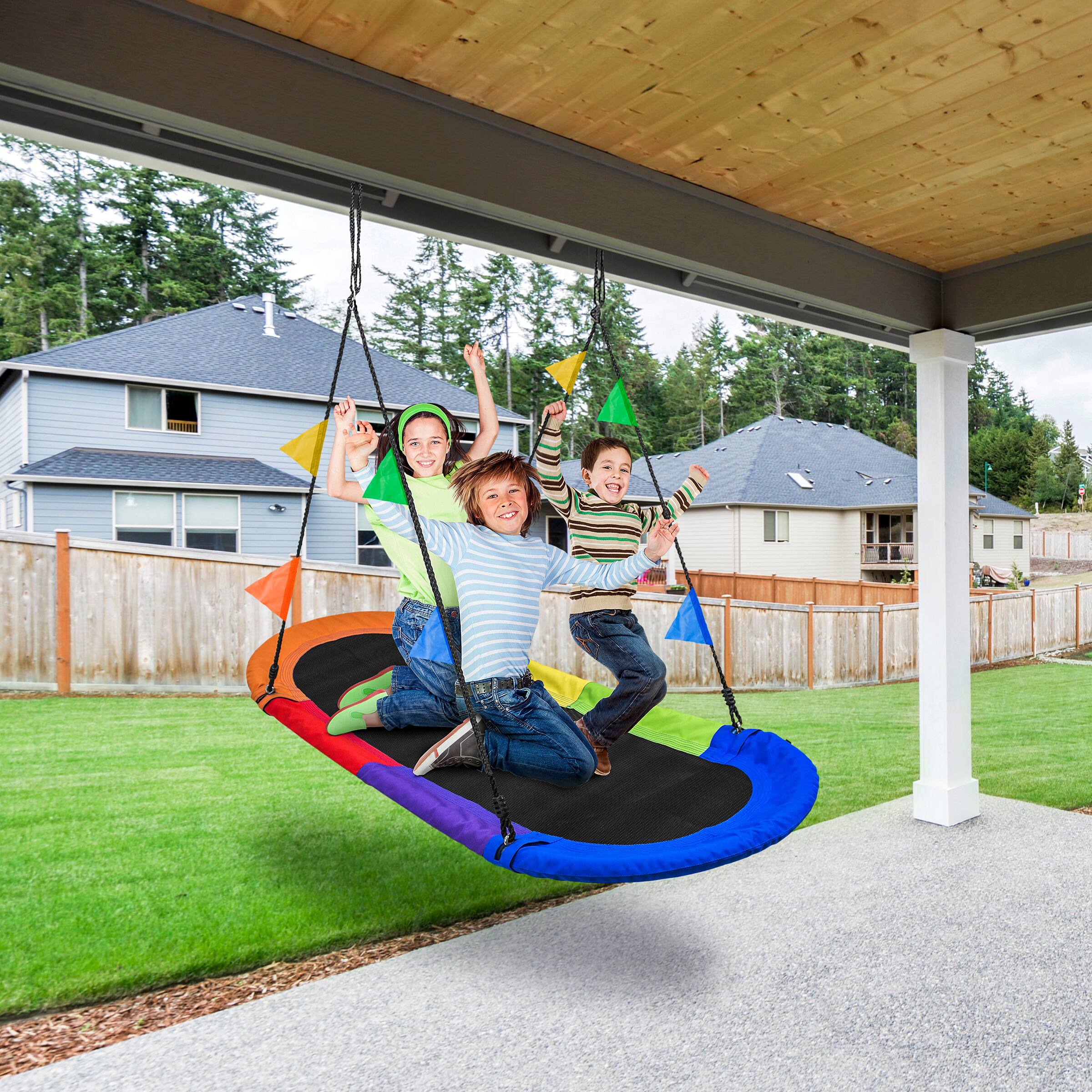 Alt View 3. Sorbus - Sorbus 66" Saucer Swing for Kids,  700lbs Big Oval Platform,  Tree Glider Therapy for Kids,  Adjustable Ropes.