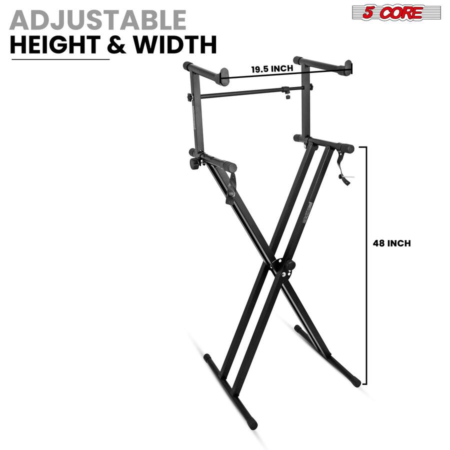 5 CORE 2 Tier Keyboard Stand Double X Style Adjustable Electric Piano ...
