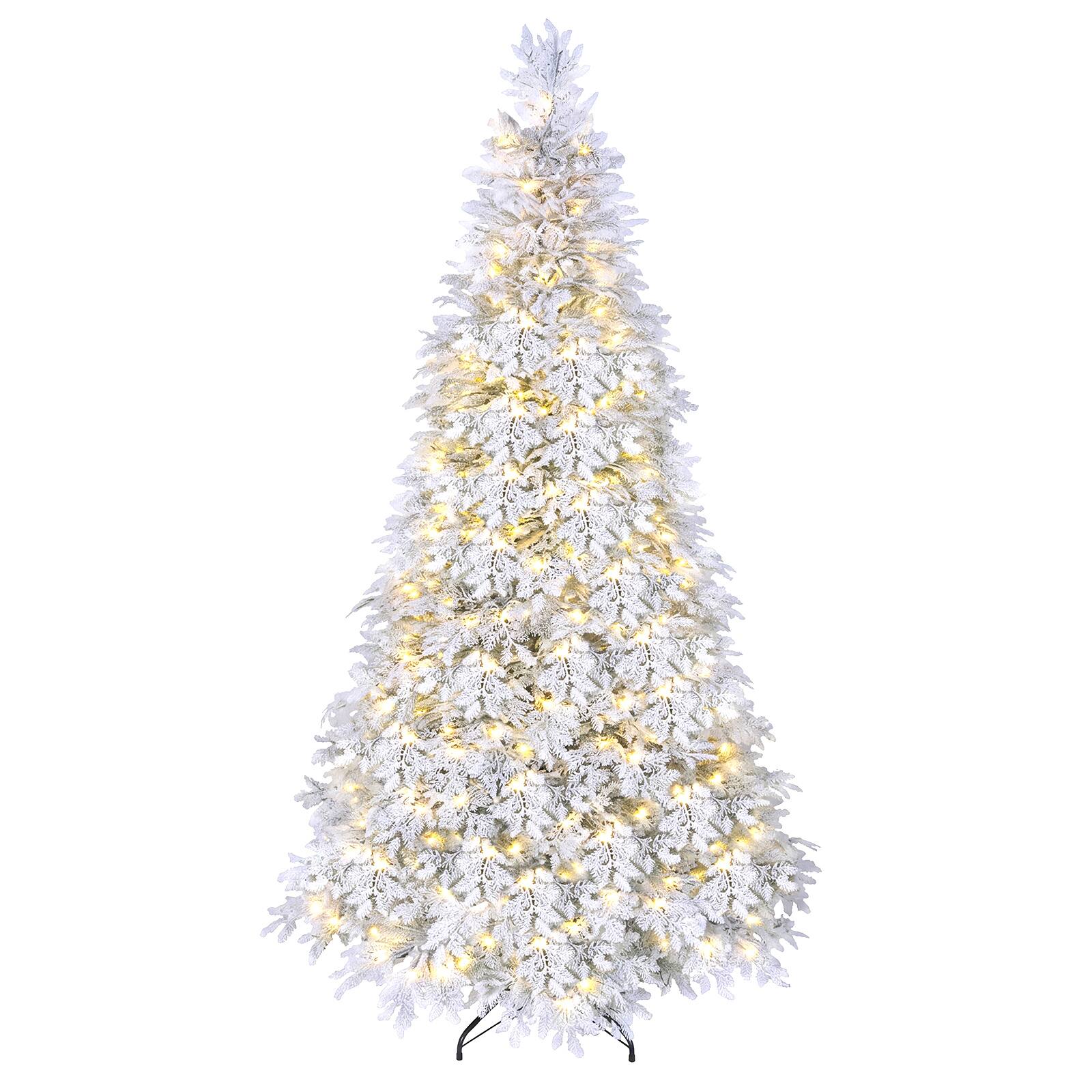 Alt View 9. Costway - Costway 7 FT Flocked Christmas Tree with 513 Full Branch Tips, PE Material, 270 LED Lights Snow Flocked - White.