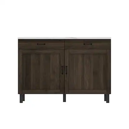 Front. Famapy - Famapy Kitchen Island Storage Cabinet: Elevate Your Culinary Space - Brown & White.