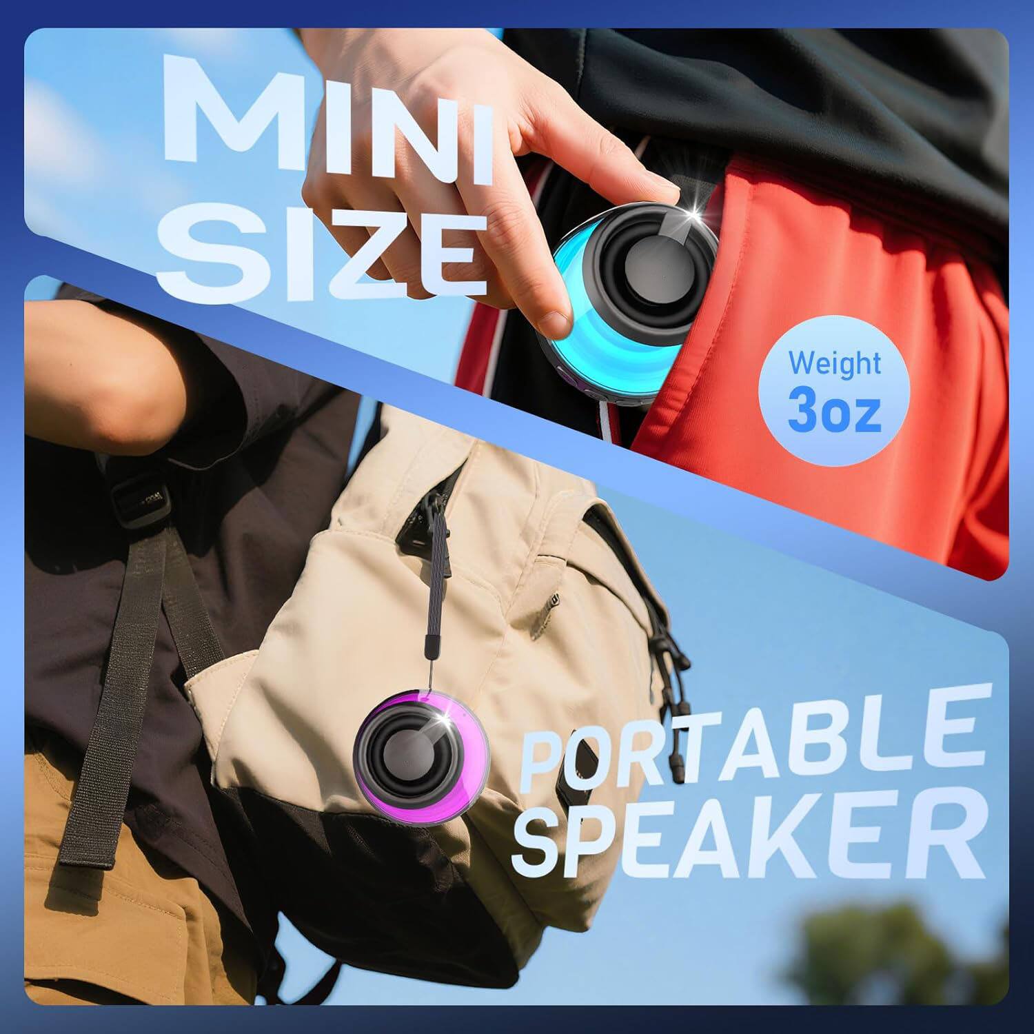 MINI SIZE  
Weight 3oz  
PORTABLE SPEAKER