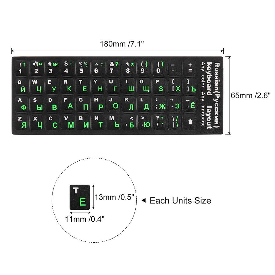Alphanet Notebook Unique Bargains 2pcs Russian Keyboard Stickers, White & Green Letters ...