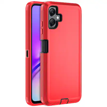 Front. Entronix - Entronix Heavy Duty Phone Case for Samsung Galaxy A06 - Triple-Layer Protection - Red.