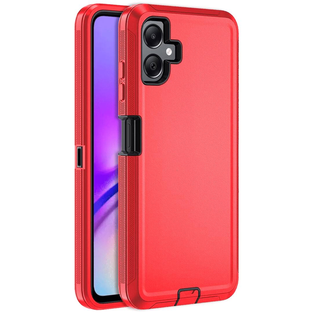 Front. Entronix - Entronix Heavy Duty Phone Case for Samsung Galaxy A06 - Triple-Layer Protection - Red.