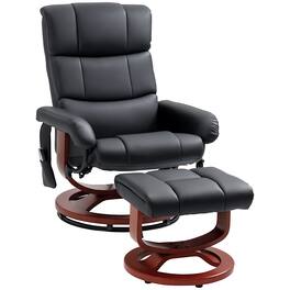 Homcom - Massage Recliner Chair with Ottoman, Swivel Recliner and Footrest, Faux Leather Reclining Chair with Remote Control - Black