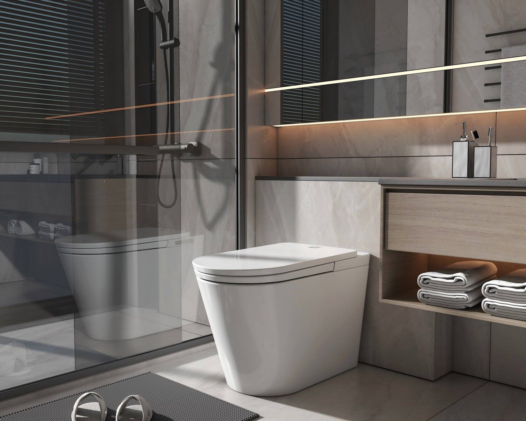 Alt View 5. Boyel Living - White Pro Version Smart Toilet Multi Mode Cleaning Heated Seat Auto Lid Sensor Flush Premium Full Function Design - WHITE.