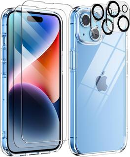 Entronix - Complete Protection Bundle for iPhone 15 - Case, Screen Protectors & Camera Lens Protectors - Clear