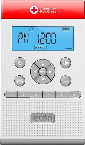 Front. Eton - ZoneGuard AM/FM/Weather Alert Clock Radio - White.