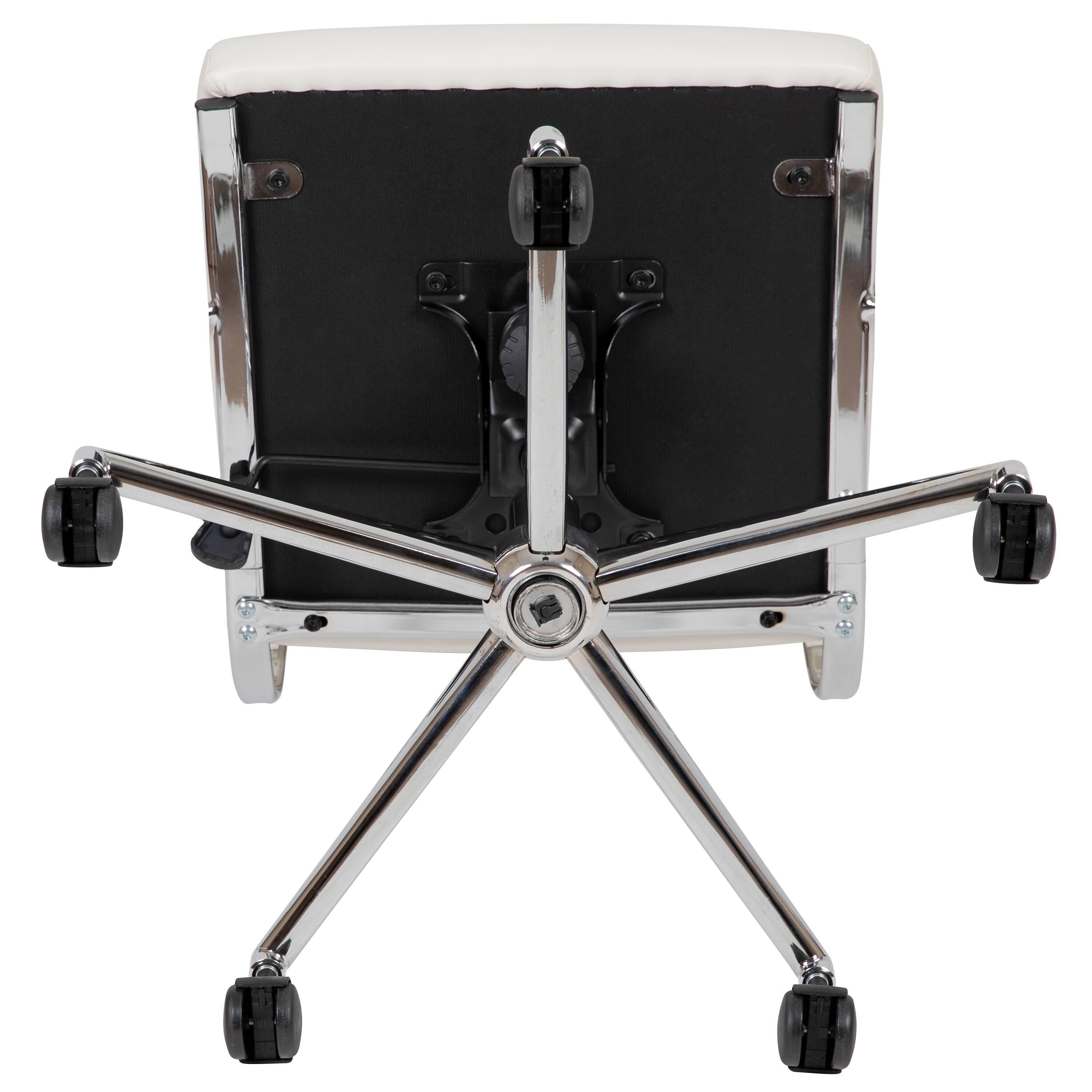 Alt View 9. Emma + Oliver - Mid-Back Armless LeatherSoft Ribbed Executive Swivel Office Chair - White.