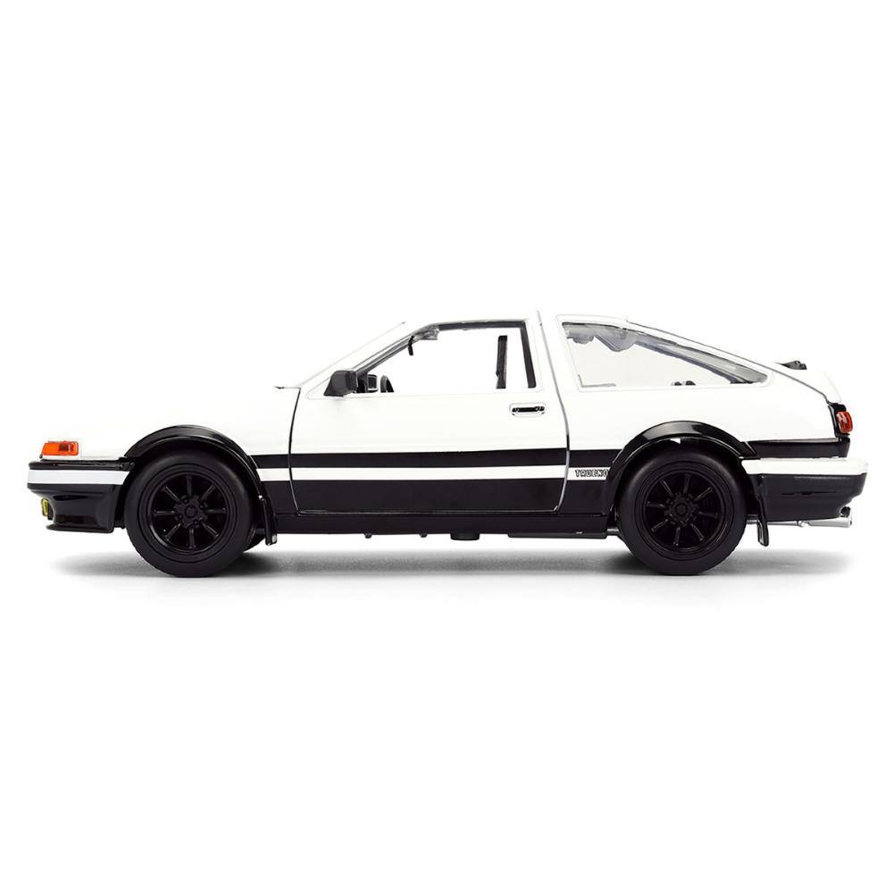 Back. Jada - Toyota Trueno AE86 RHD White/Black w/ Graphics & Takumi Figure – Initial D (1998–2021) Anime Rides 1/24 - White and Black.