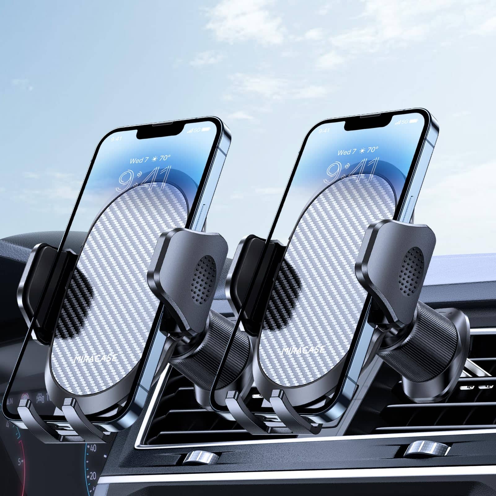 PARKER SLATER - Phone Holders For Your Car With Metal Hook Clip Air Vent Cell Stand Mount Universal Automobile Cradle Gps Fit Android - Carbon Fiber