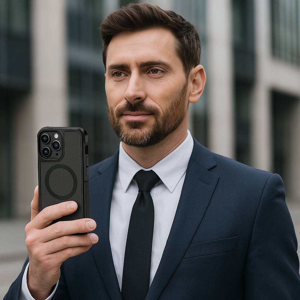 Alt View 4. SaharaCase - Raider Series Heavy Duty Case Compatible with Magsafe for  iPhone 15 Pro Max -Black - Black.