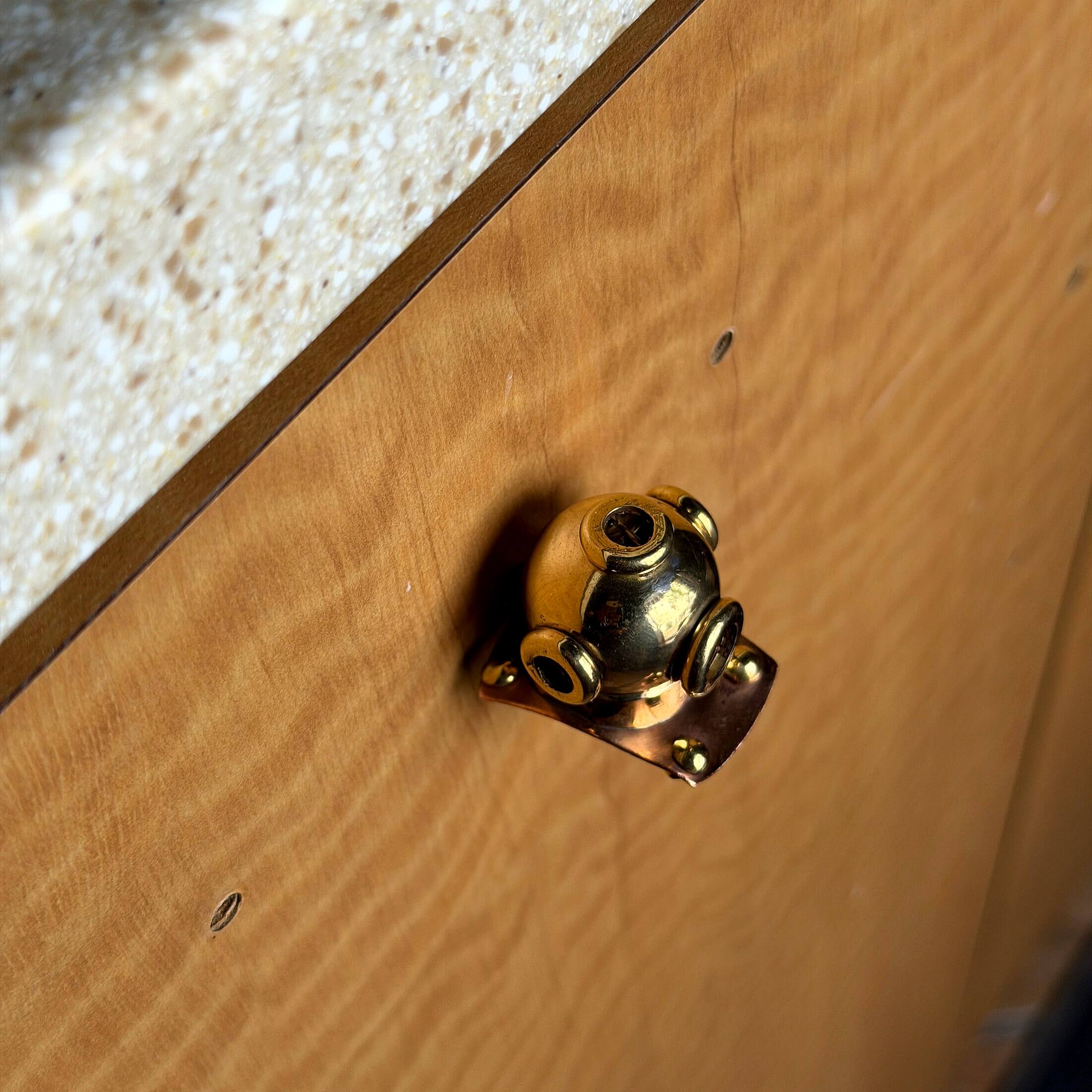 Alt View 3. Things2Die4 - Set of 4 Brass Diver Helmet Drawer Pulls Nautical Cabinet Knobs 1.25 In - Brass.