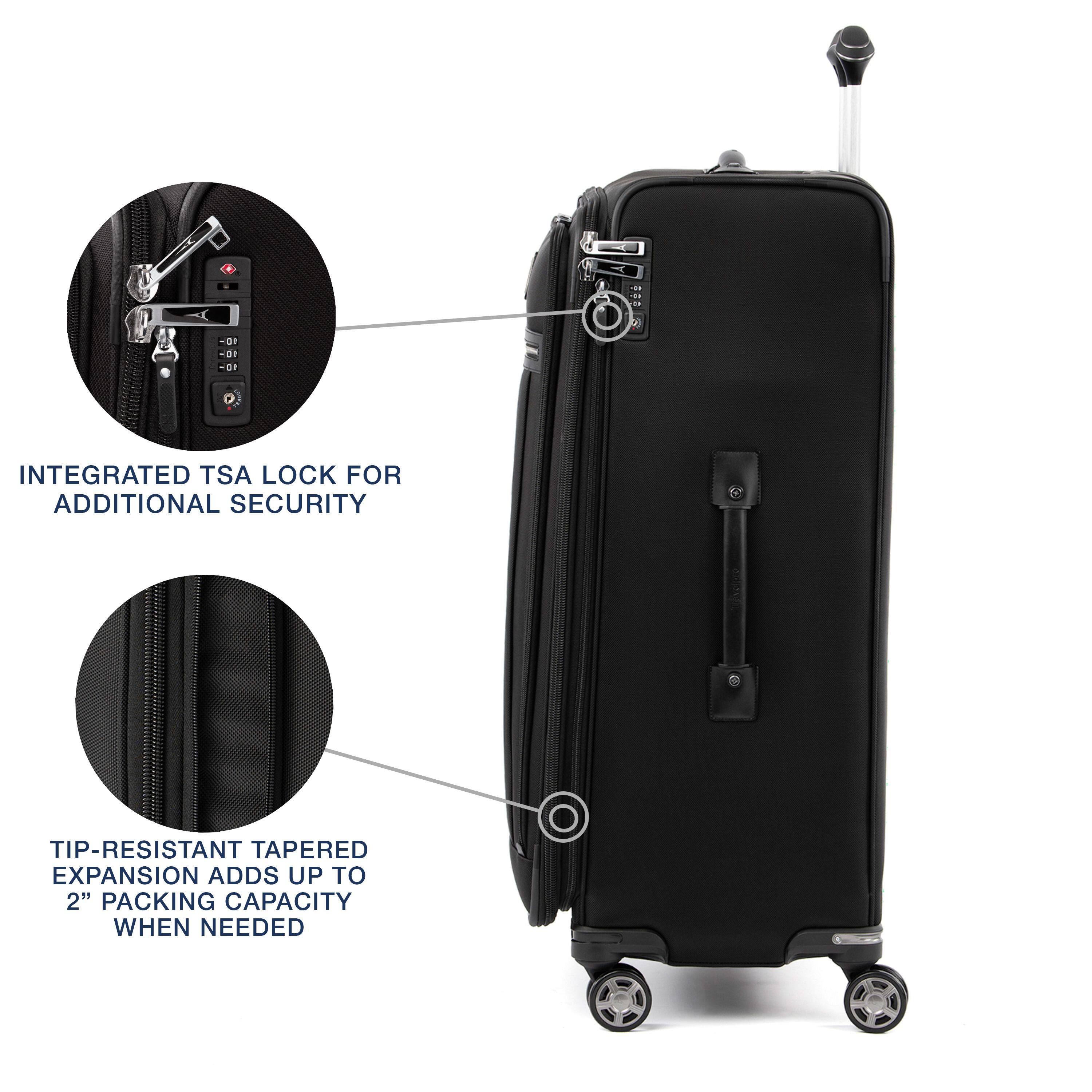 - INTEGRATED TSA LOCK FOR ADDITIONAL SECURITY
- TIP-RESISTANT TAPERED EXPANSION ADDS UP TO 2" PACKING CAPACITY WHEN NEEDED