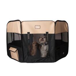 Armarkat - Portable Pet Playpen In And Beige Combo Medium - Black