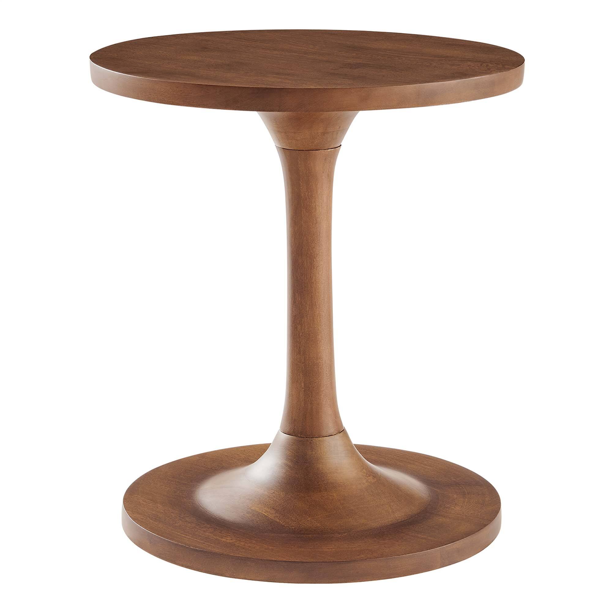 Angle. Modway - Lina Round Wood Side Table by Modway - Walnut.
