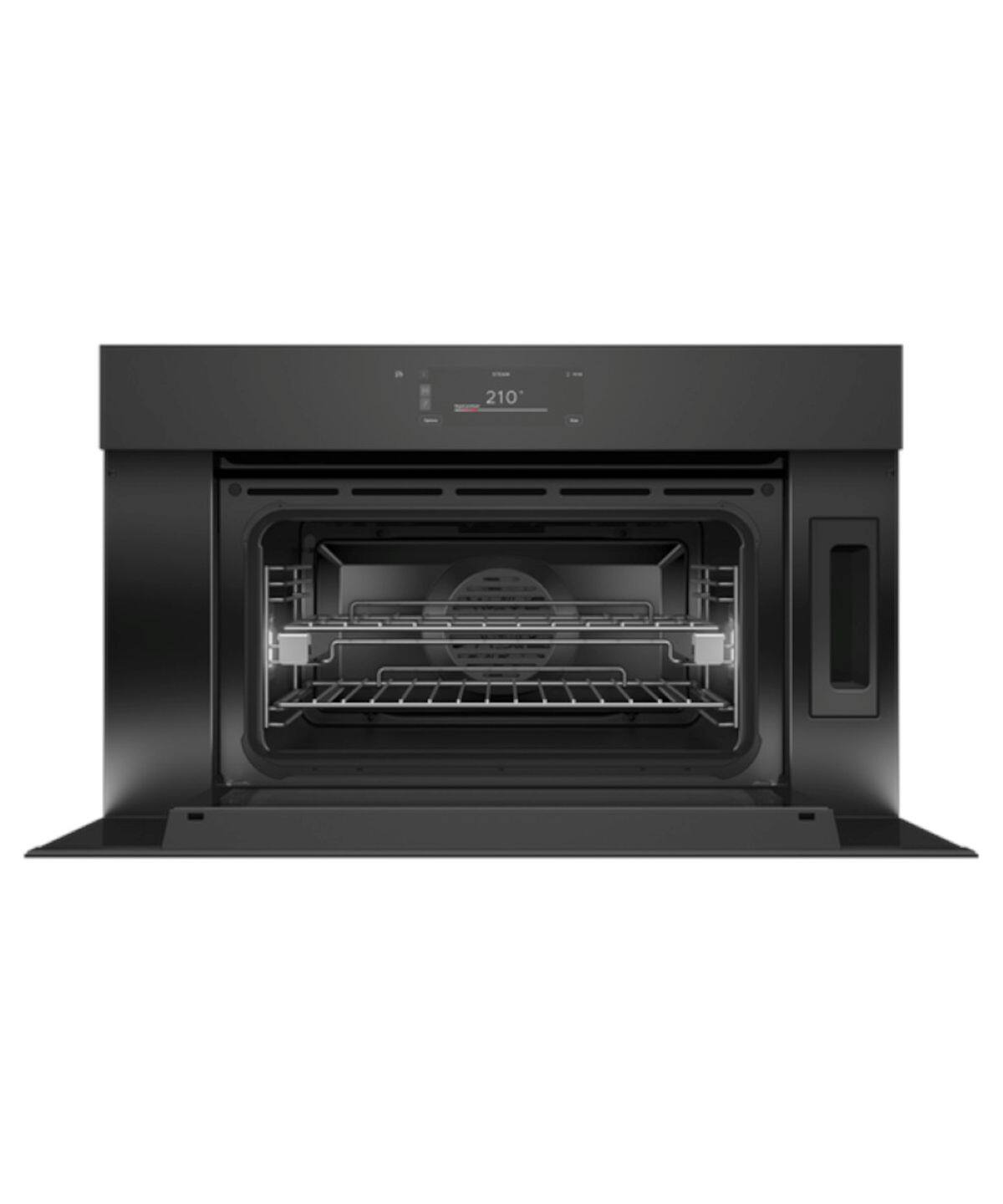 Alt View 11. Fisher & Paykel - 30" 1.7 Cu. Ft. Single Convection Speed Oven, 6.8" Touchscreen, Handleless- Compact - Minimal Black (Soft Black) - Black.