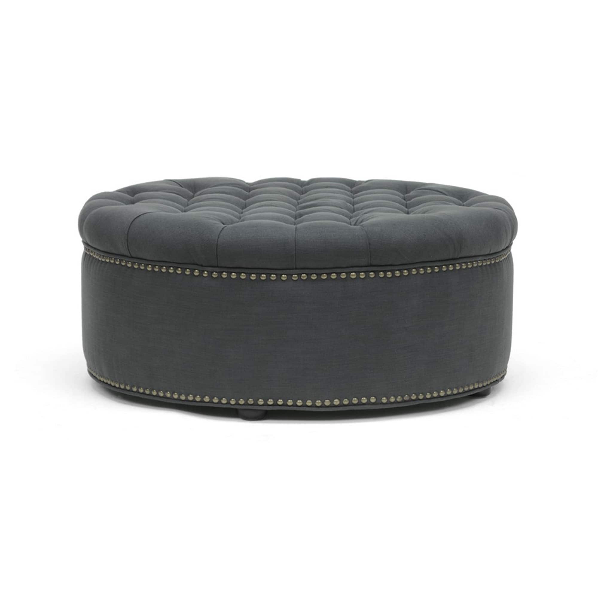 Baxton Studio - Iglehart Linen Modern Tufted Ottoman - Gray