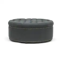 Baxton Studio - Iglehart Linen Modern Tufted Ottoman - Gray