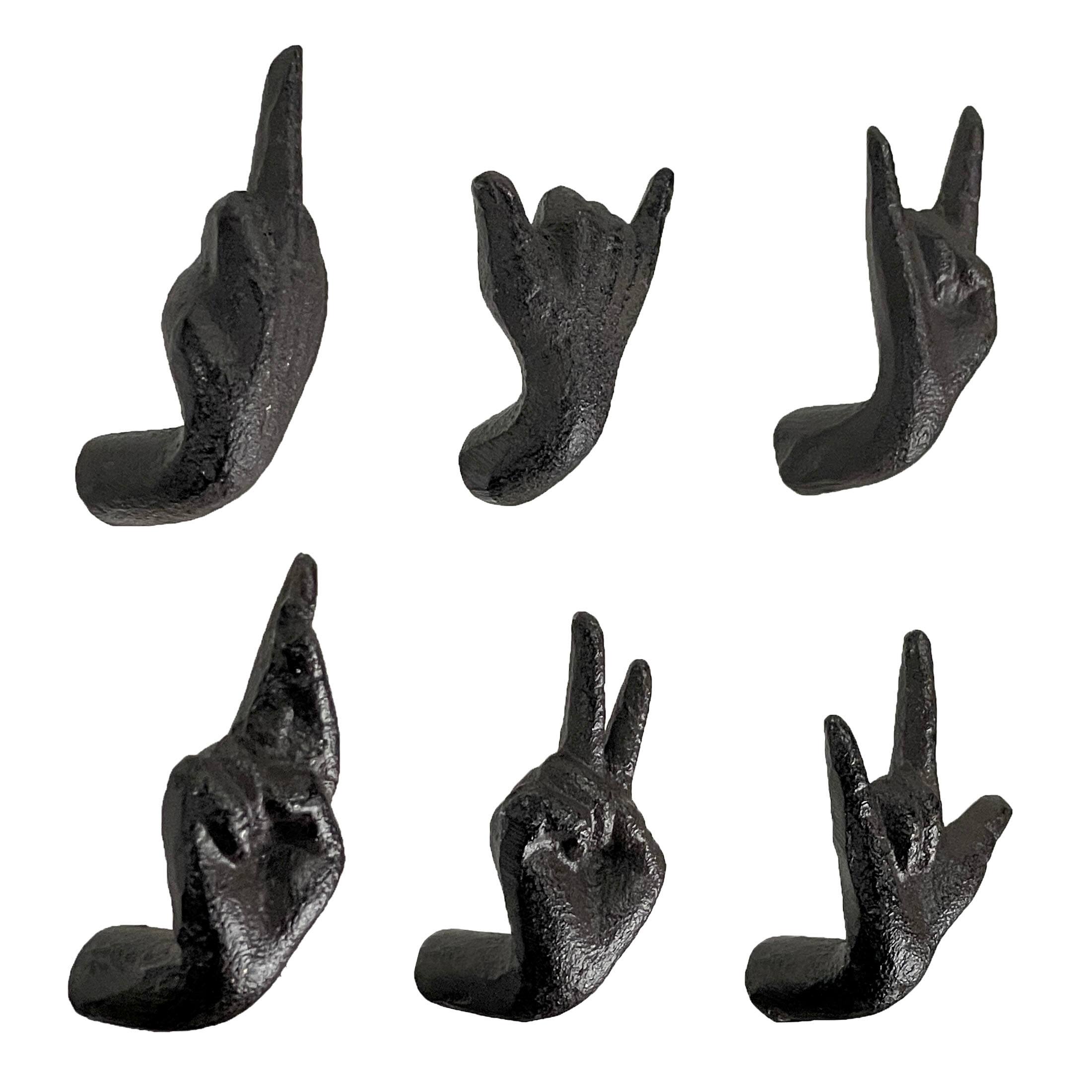 Alt View 1. Zeckos - Set of 6 Black Cast Iron Hand Cabinet Knobs SLA Rustic Drawer Pulls - Black.