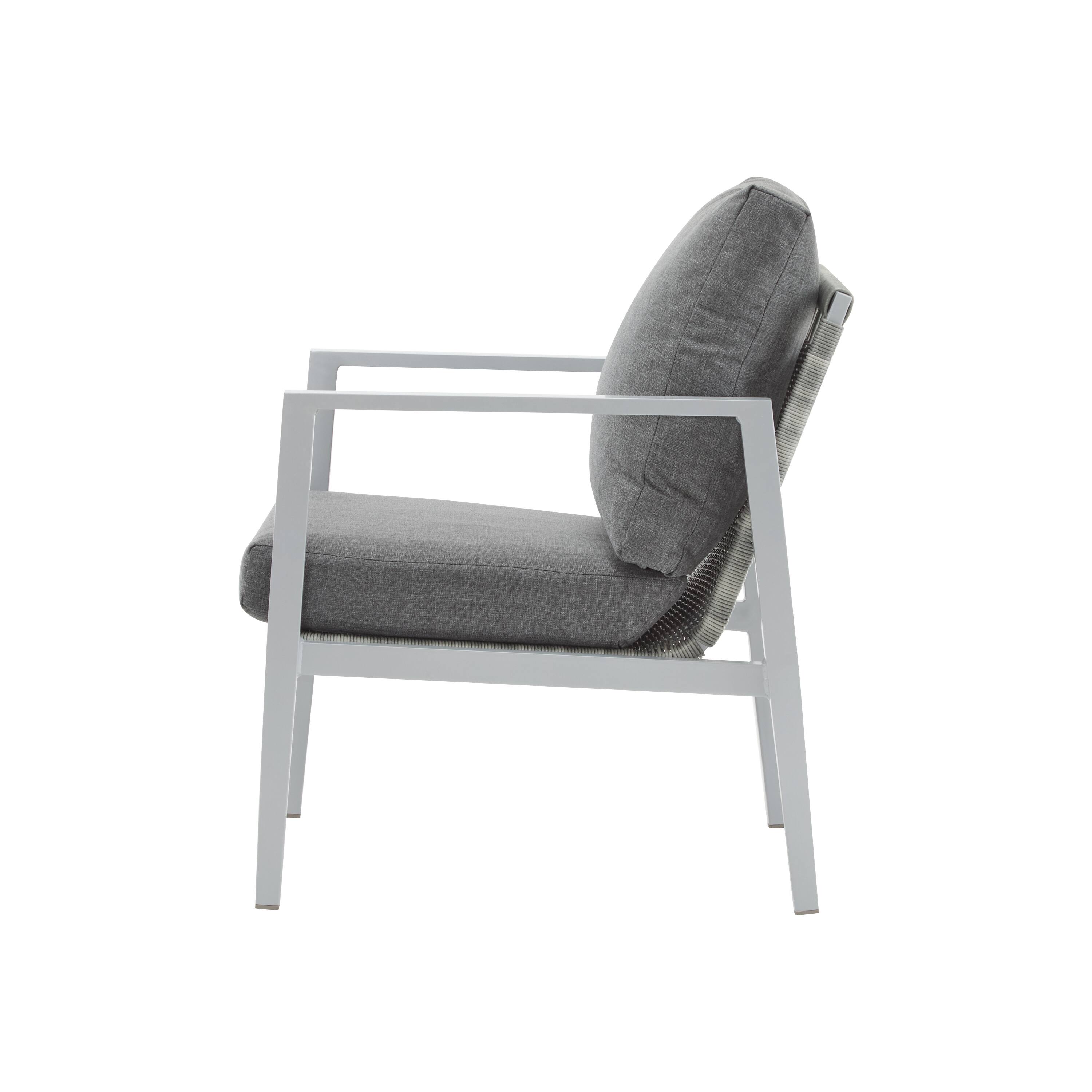 Alt View 6. SlickBlue - Modern Rope Accent Lounge Chair – Aluminum Frame with Plush Cushions for Patio - Silver, Grey.