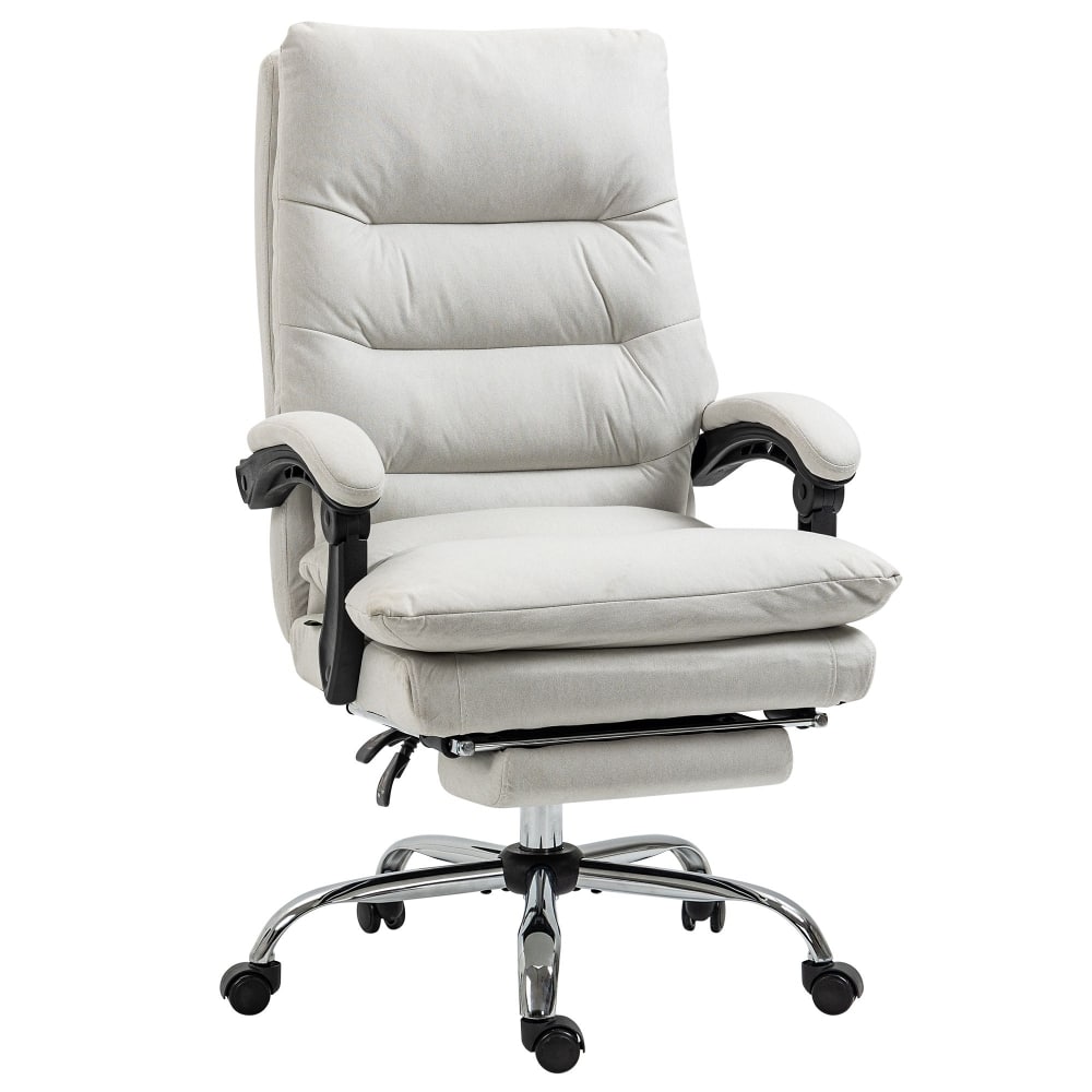Loheer - Heated Massage Office Chair Reclining Desk Chair - Cream White