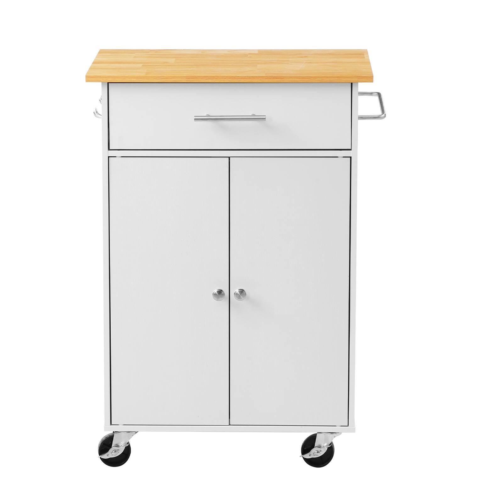 Alt View 5. VEVOR - Kitchen Island Cart with Storage, 24.84 in Wide Mobile Rolling Storage Island on Swivel Wheels, with Drawer - White.