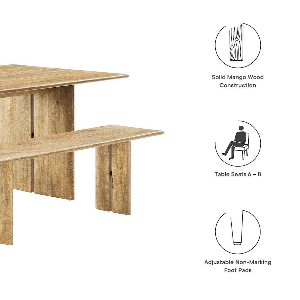 Solid Mango Wood Construction  
Table Seats 6 - 8  
Adjustable Non-Marking Foot Pads
