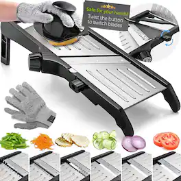 PARKER SLATER - Adjustable Kitchen Mandoline Slicer, Waffle Fry Cutter, Potato Cutter, Vegetable - SERBX-212