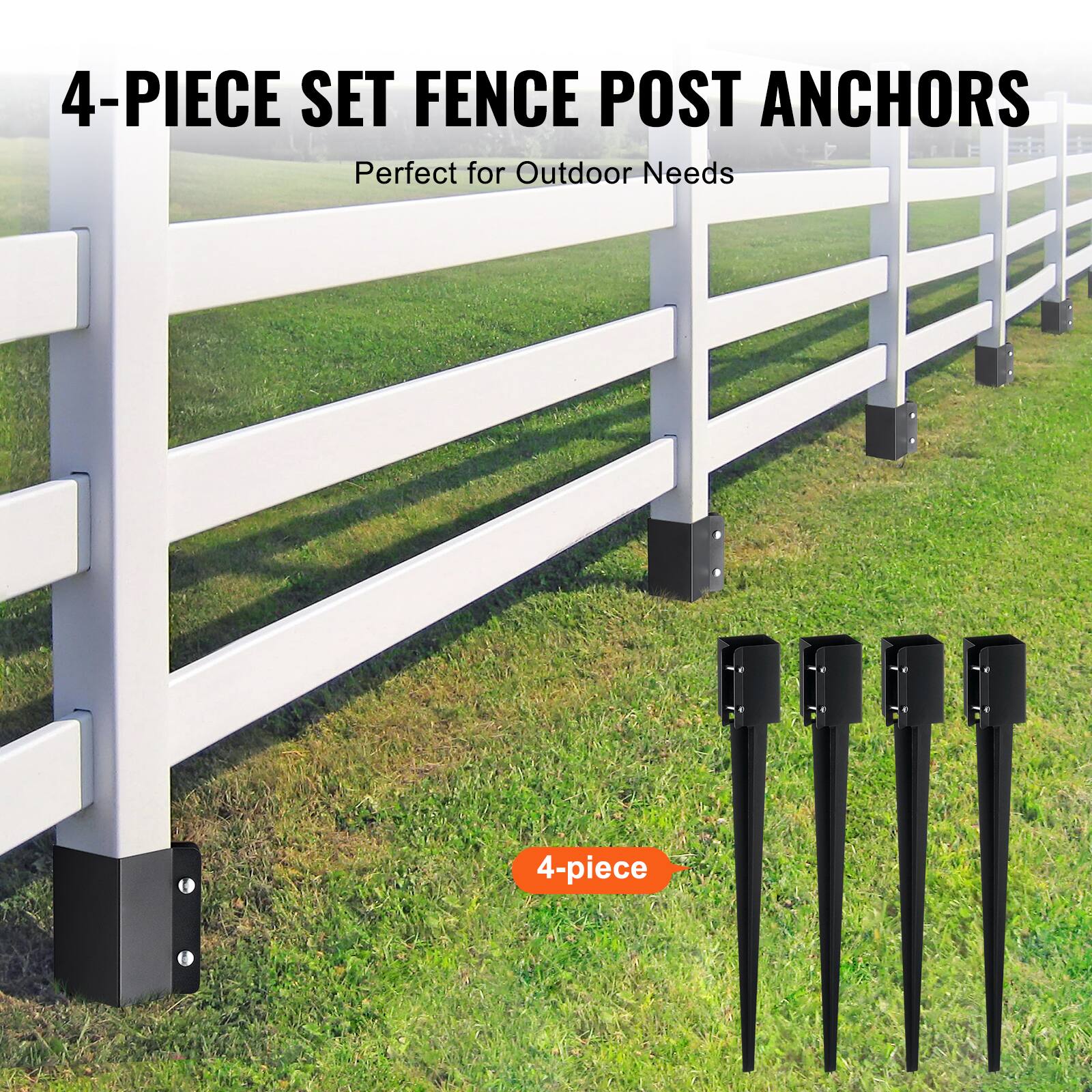 4-PIECE SET FENCE POST ANCHORS  
Perfect for Outdoor Needs  

4-piece
