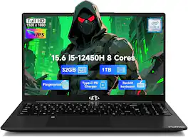 NIMO - 15.6" FHD IPS Laptop, 8 Cores Intel i5-12450H 32GB RAM 1TB SSD WiFi 6 - Black
