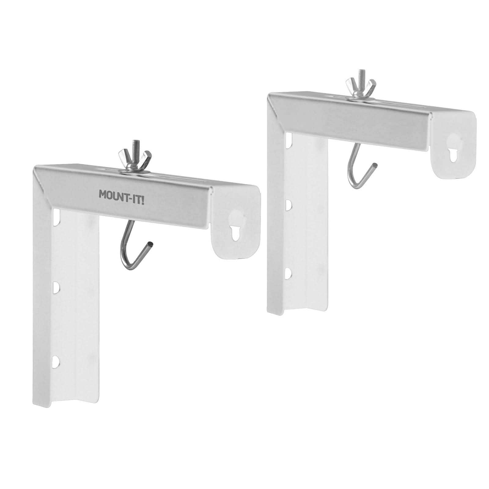 Mount-It! - Universal Projector Screen Wall & Ceiling Mount Bracket with Adjustable Hooks for Most Roll-Up Screens - White