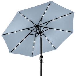 Best Choice Products - 10ft Solar LED Lighted Patio Umbrella w/ Tilt Adjustment, UV-Resistant Fabric - Breeze Blue
