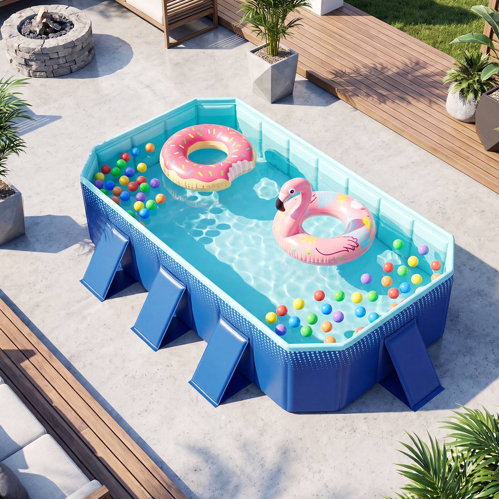 Alt View 1. Costway - Costway Non-Inflatable Folding Kiddie Outdoor Swimming Pool,Portable Around Ground Pool - Gradient + Green.