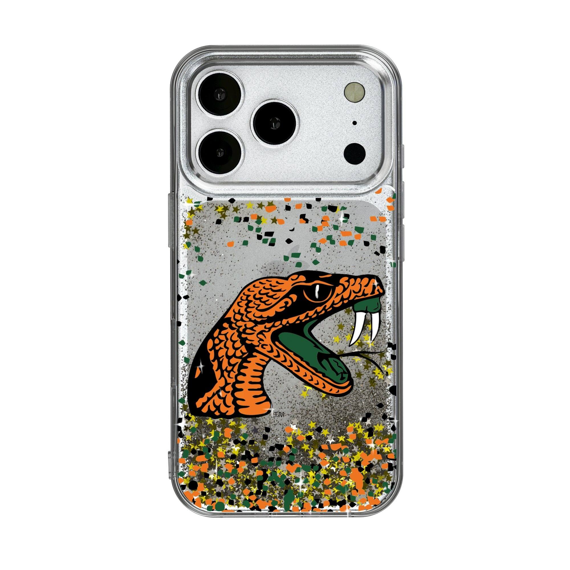 Front. Keyscaper - Florida A&M Rattlers iPhone Glitter Case with Confetti Design - 13 Pro Max - Multicolor.
