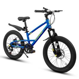 BreeBe - 20 inch Mountain Kids Bike for Boys & Girls, Ages 6-12, 7-Speed with Front Suspension - Blue