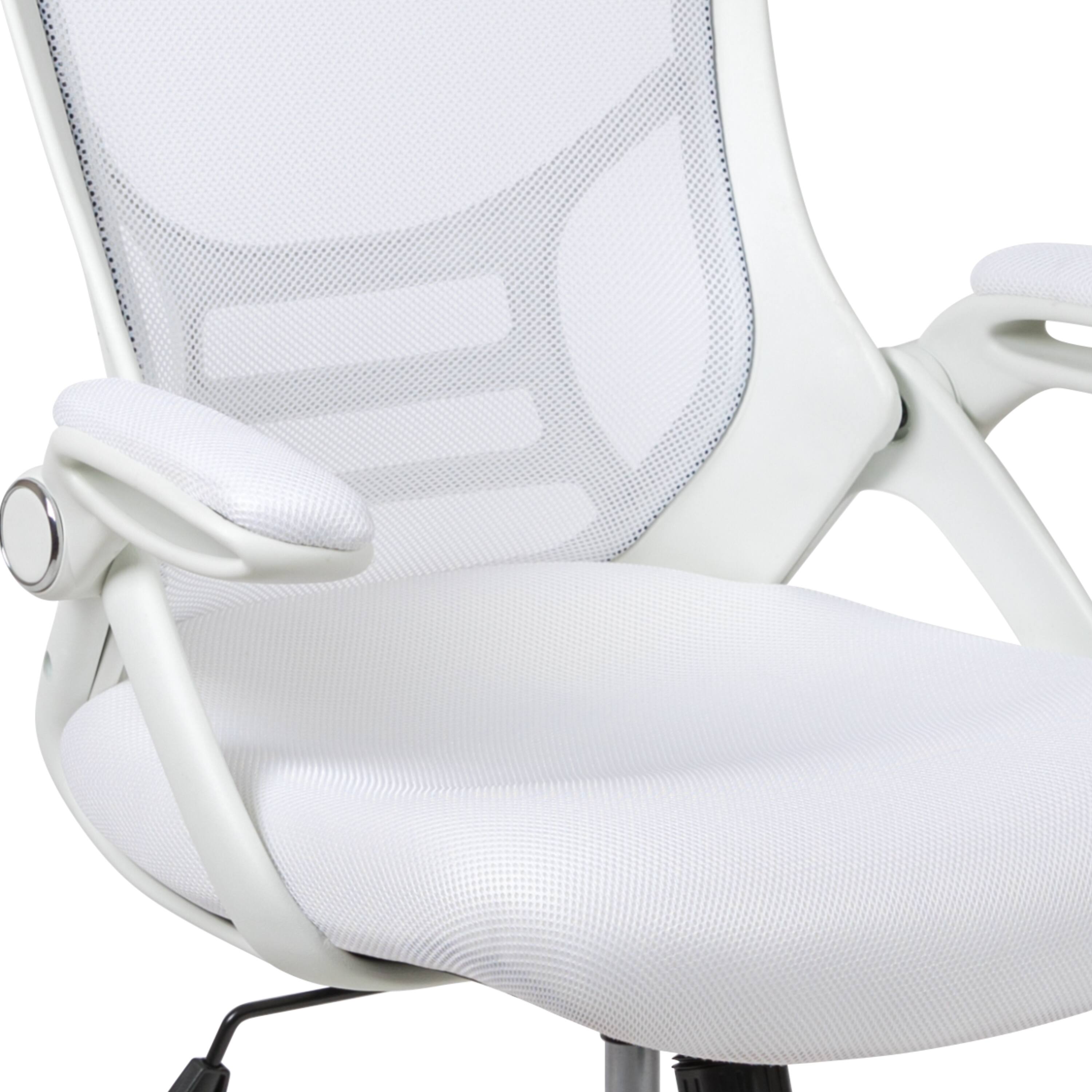 Alt View 10. Emma + Oliver - High Back Mesh Ergonomic Office Chair with Flip-up Arms - White.