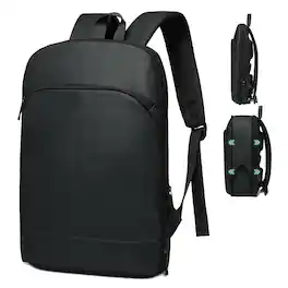 Unique Bargains - Slim Expandable Business Backpack for Men, 16" Laptop Compartment, TSA 15L-25L, Lightweight Work Office - Black