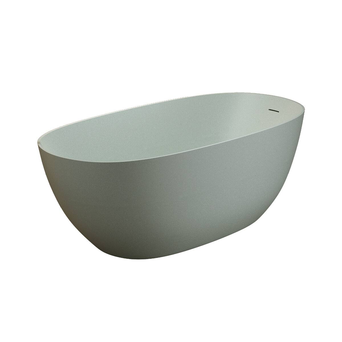 Alt View 6. Loheer - Loheer 69 in Freestanding Solid Surface Soaking Bathtub, Oval Stone Resin Tub with Center Drain - Turquoise Green.