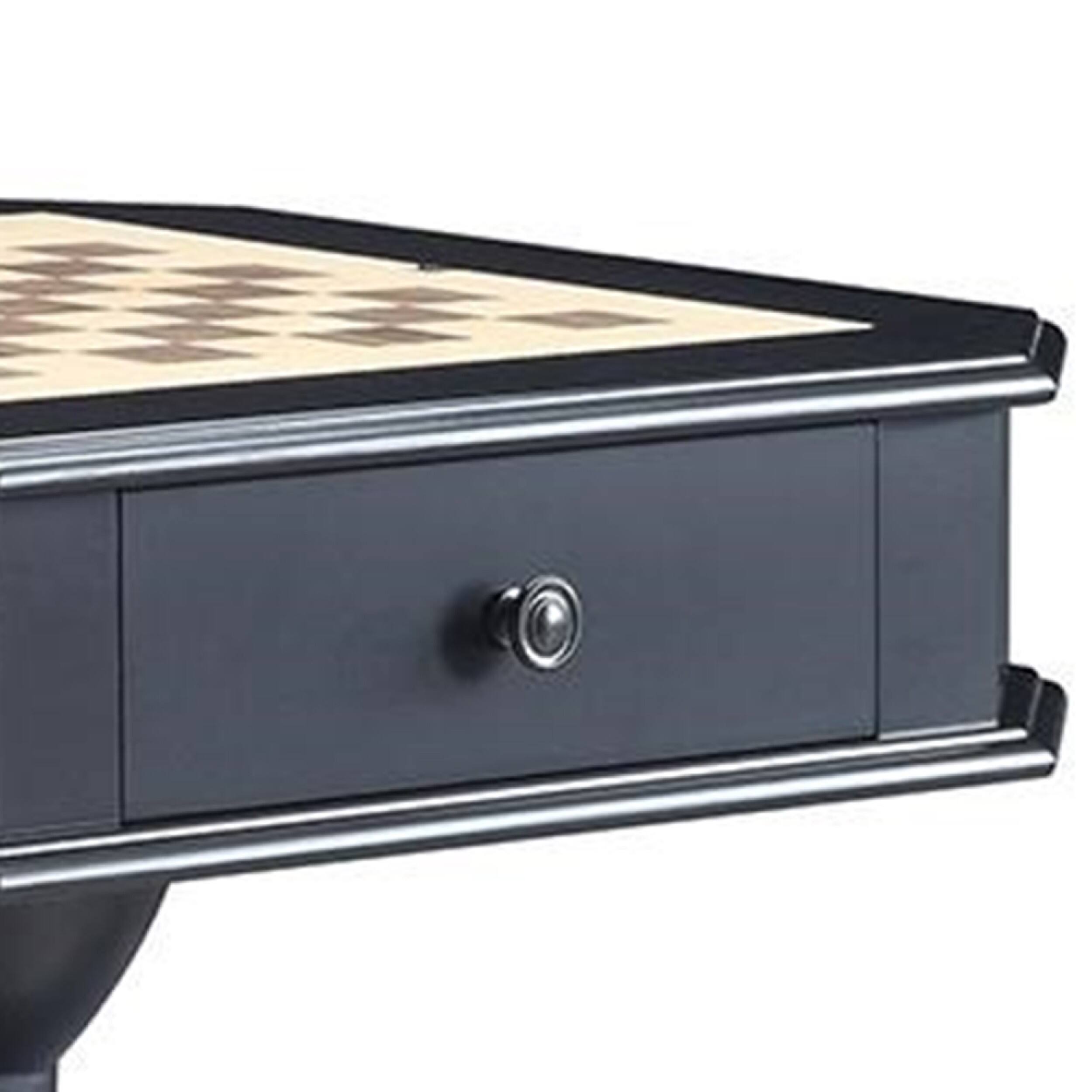 Alt View 1. Manhattan Lane - Susy 28 Inch Wood Reversible Board Game Table with Pedestal Stand - Black.