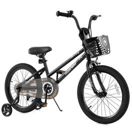 Costway - 18" Kid's Bike with Training Wheels Adjustable Handlebar & Seat Handbrake - Black