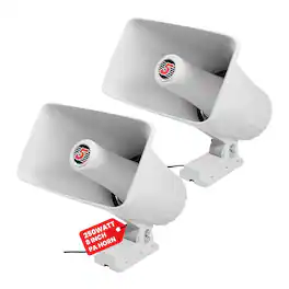5 CORE - PA Horn 250W Loud Speaker 8 Inch Bull Horn Loud Audio 8Ohm All Weather Indoor Outdoor Use - White