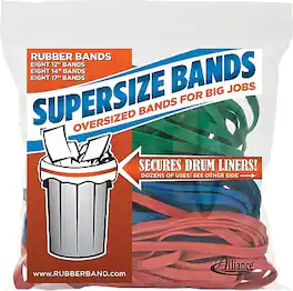 SuperSize Bands - Alliance Rubber Company SuperSize Size Rubber Bands, Red, Green, and Blue, 24/Pack, Resealable Bag - Assorted