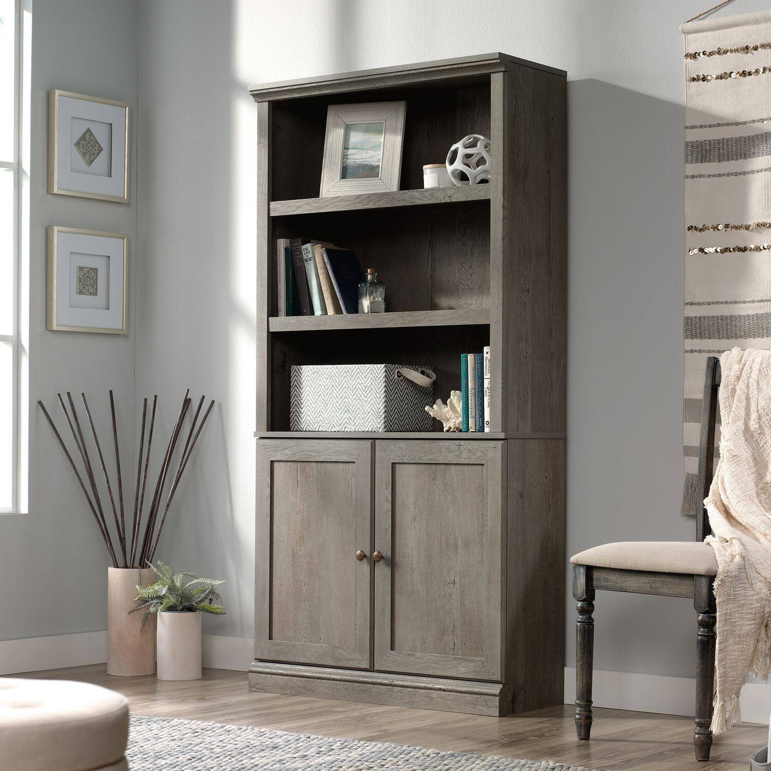 Alt View 1. Sauder - Sauder Miscellaneous Storage Library Mystic Oak finish - Mystic Oak.